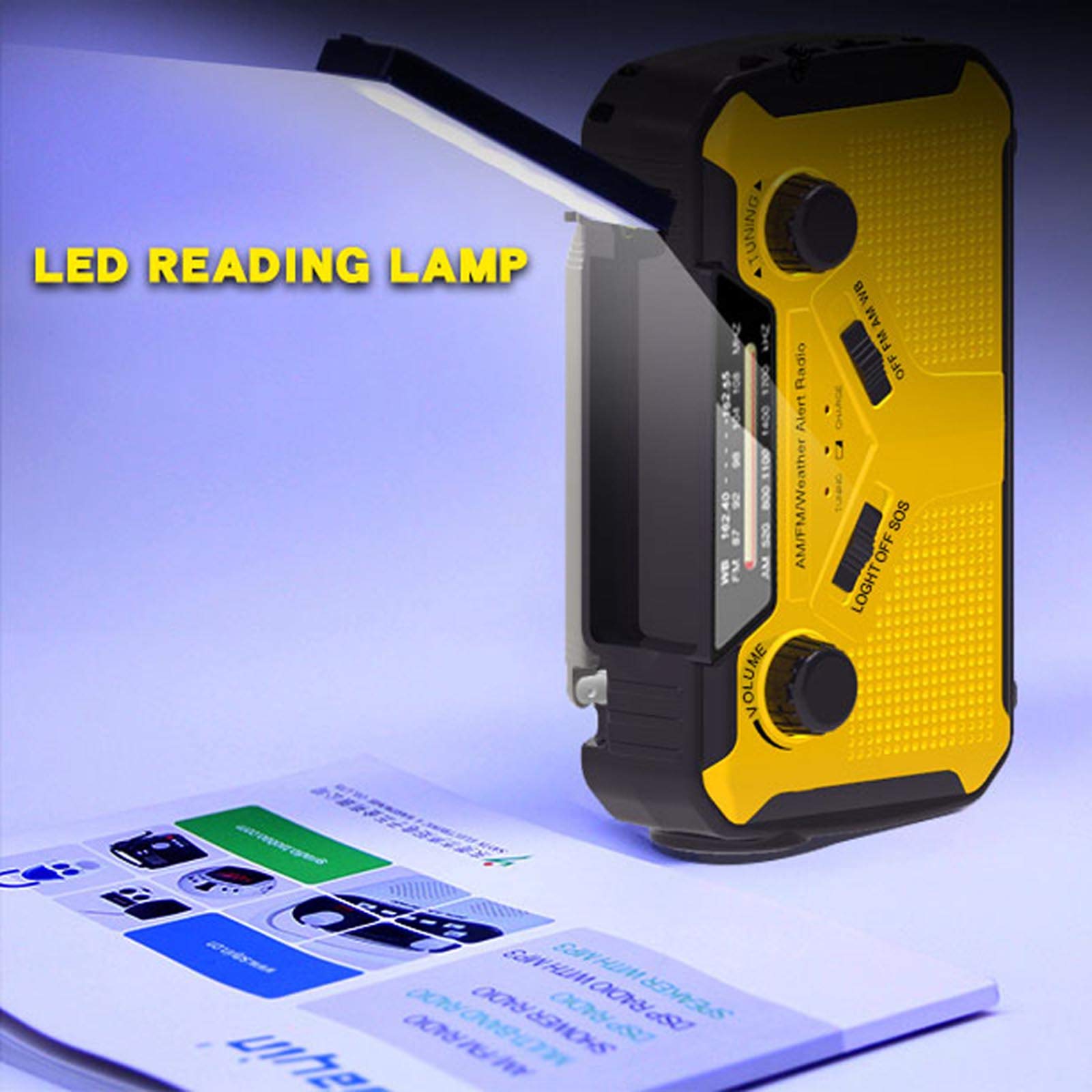 Kavolet radio solarne, cyfrowe radio FM AM WB, do użytku na zewnątrz, korba ręczna, radio, latarka LED, lampka do czytania, bateria 2500 mAh, wyjście USB, gniazdo słuchawkowe 3,5 mm