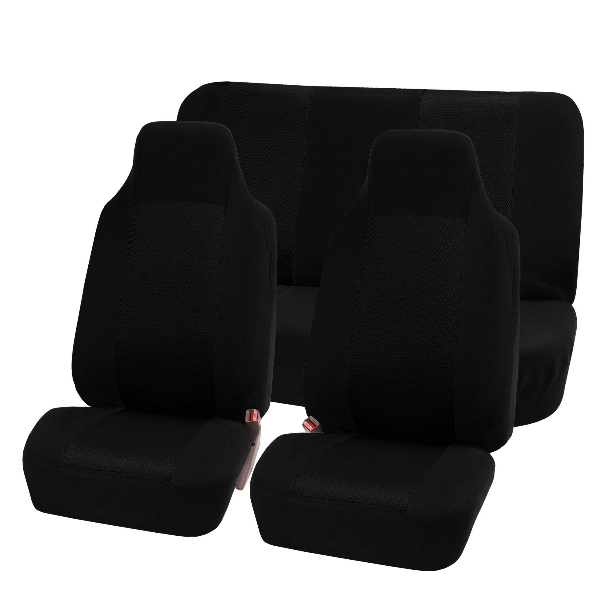 FH Group FB102112 Classic Cloth Seat Covers (Black) Full Set with Gift – Universal Fit for Cars Trucks & SUVs