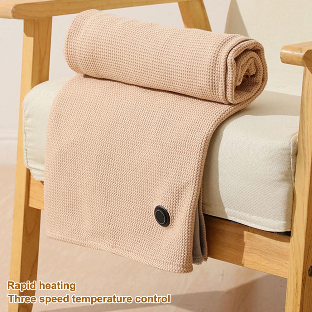 Coperta Riscaldante Indossabile Scialle Elettrico 3 Livelli di Riscaldamento Coperta Riscaldata USB con Scialle Riscaldato Power Bank da 5000 mAh for Ufficio Domestico (Kaki)