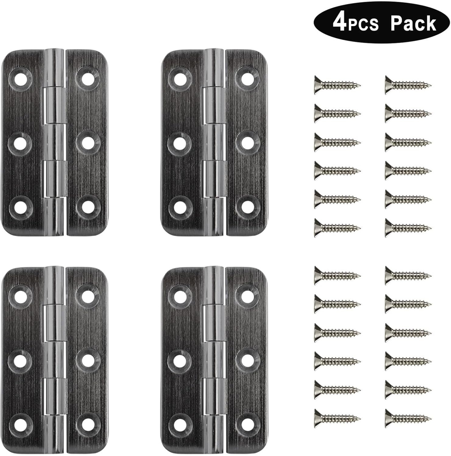 2インチヒンジオープン270度小型家具ヒンジ4個(つや消しニッケル4個)