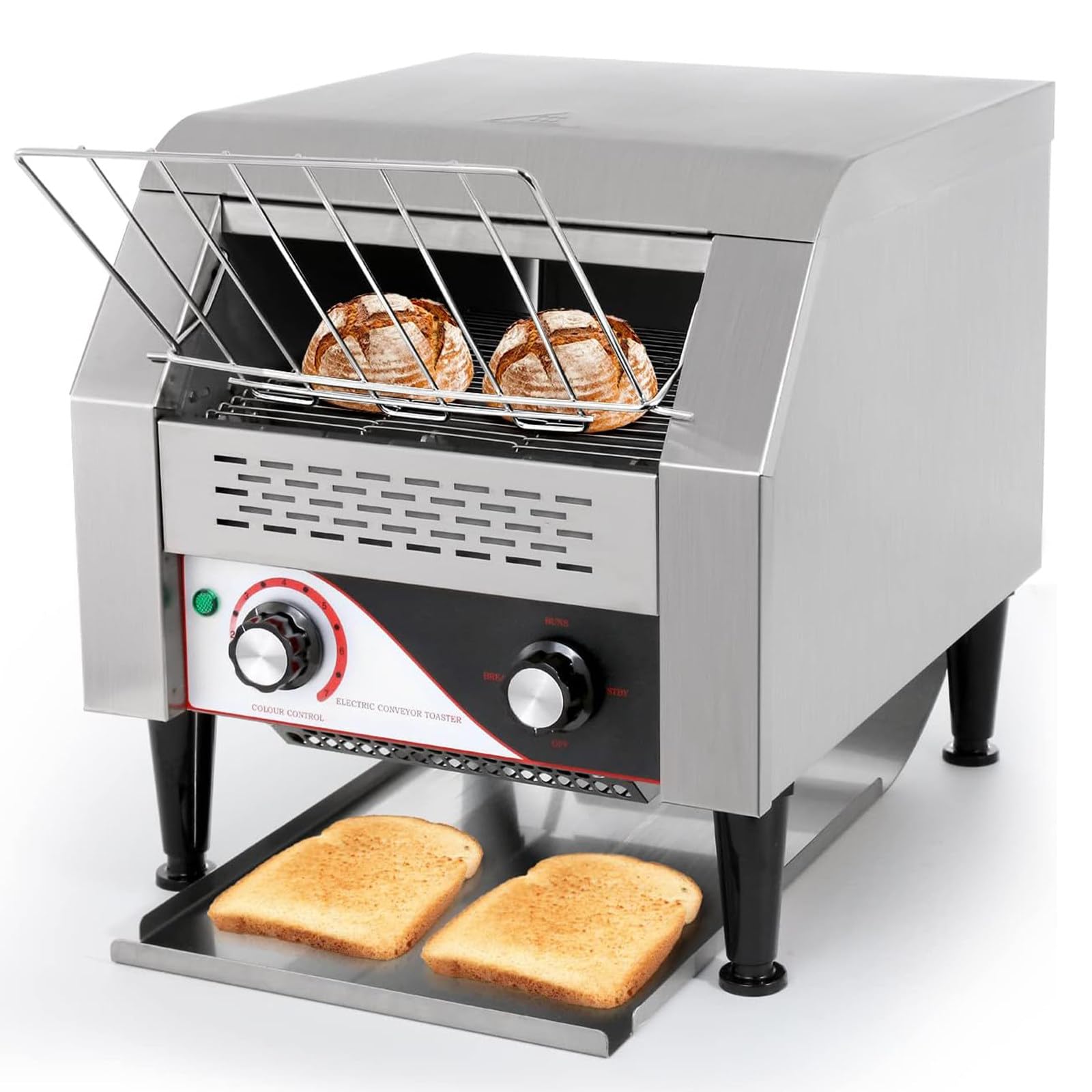 Tostapane a Nastro trasportatore Commerciale,tostapane in Acciaio Inossidabile 1300 W Forno Elettrico per tostapane Resistente con Doppio Tubo riscaldante per Pane, Croissant, panetteria