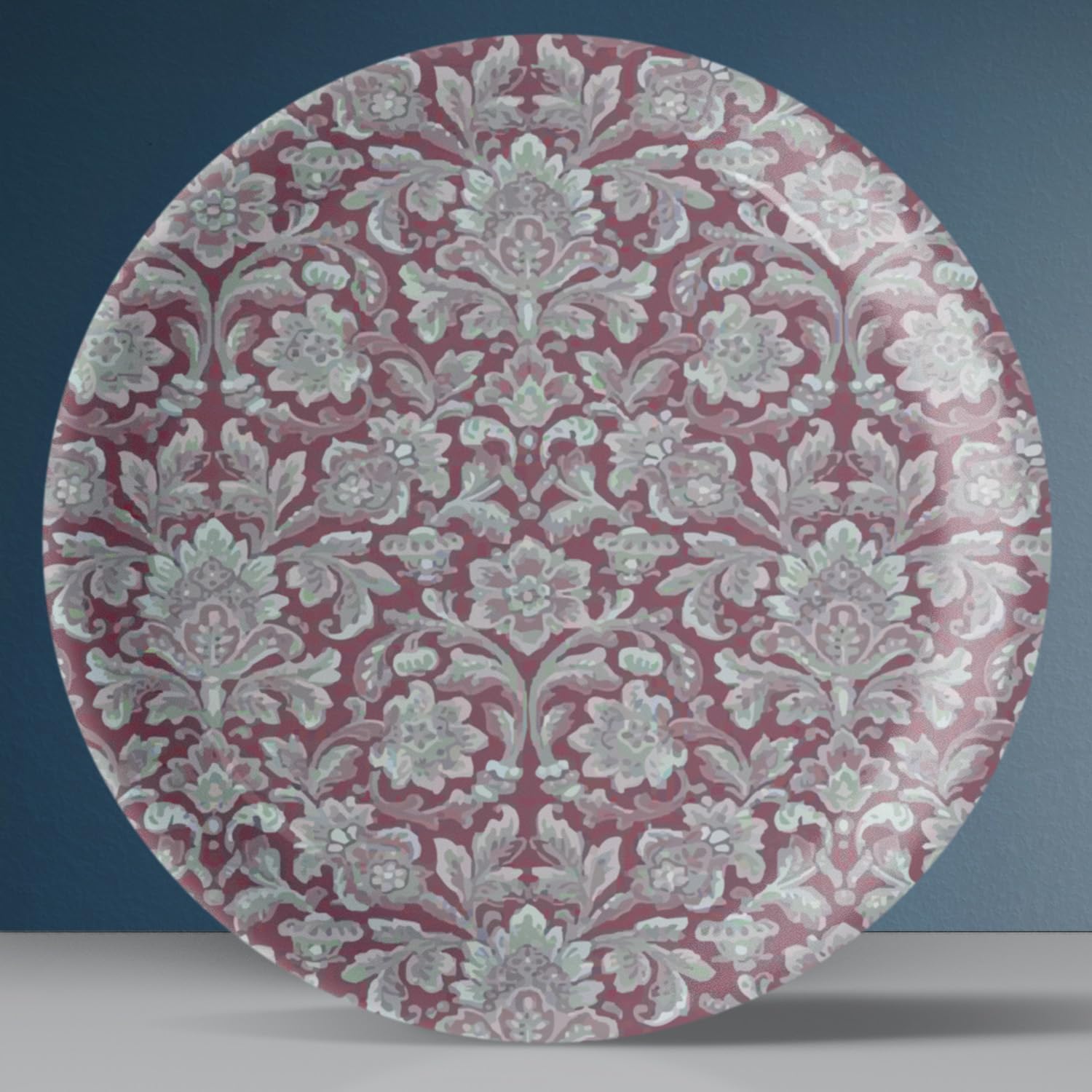 Nestroots Ethnic Flower Design Porcelain Decorative Wall Plate for Living Room & Home Décor | Elegant Round Design for Bedroom, Hall, Office | Durable & Glossy Finish | 10 Inches