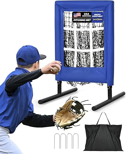 Red de Lanzamiento de 9 Agujeros, Red de Lanzamiento Portátil de Configuración Rápida de Béisbol y Sóftbol de Nueve Bolsillos con Zona de Golpeo,