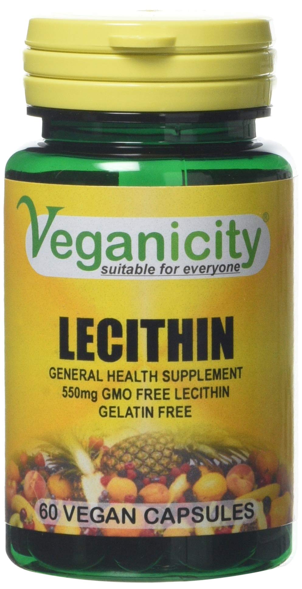 Veganicity Lecithin 550mg Mood and Memory Supplement - 2 x Packs of 60 Capsules (120 Capsules)