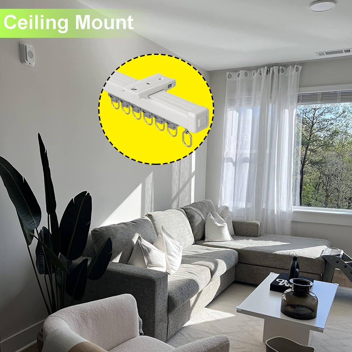 Heavy Du - Supporto da soffitto in lega di alluminio con ruote, divisorio per camper, 1,8 m, bianco per un funzionamento fluido e silenzioso