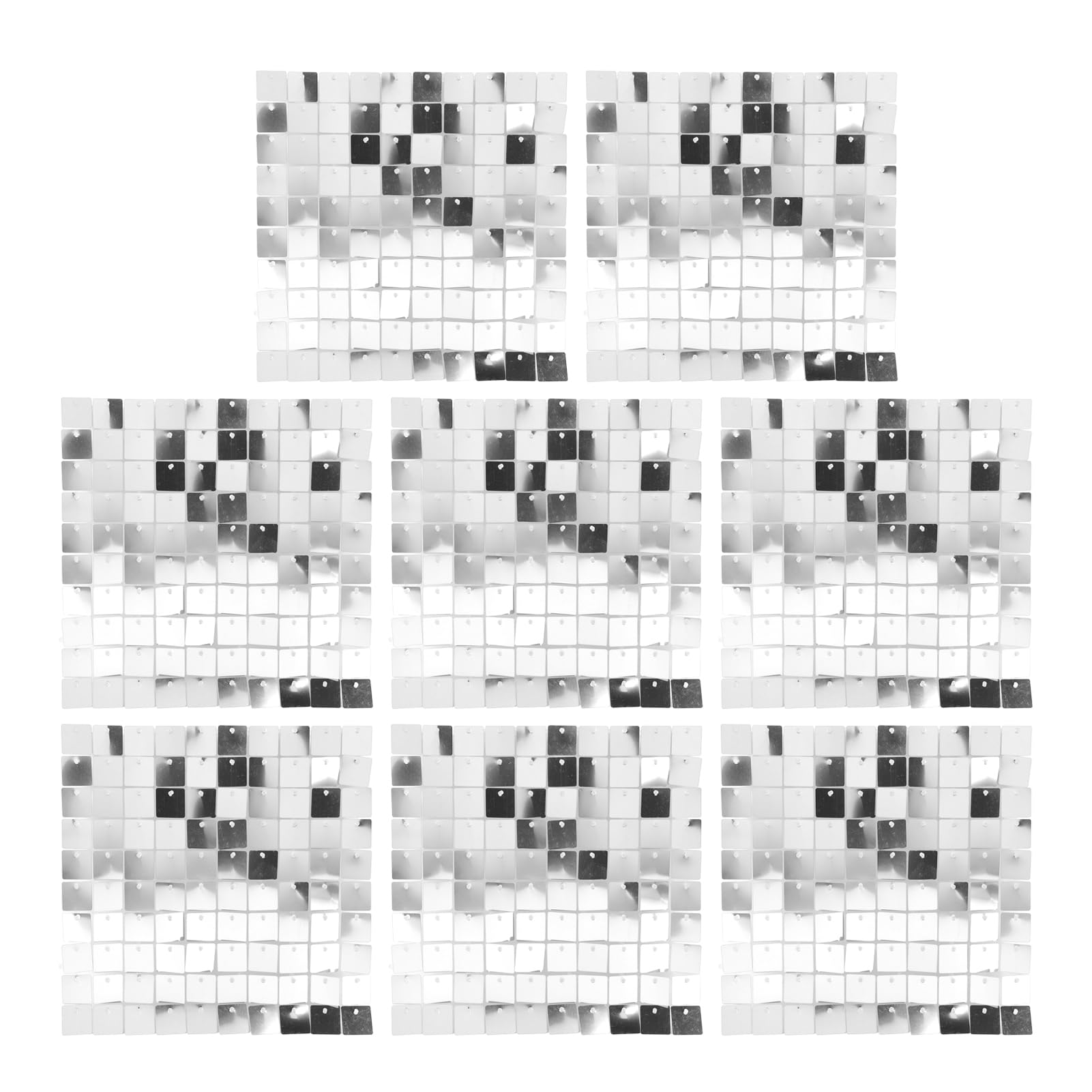 Panneaux de Fond à Paillettes Argent Pilipane pour Mur Décoratif 30x30cm 8 Pièces