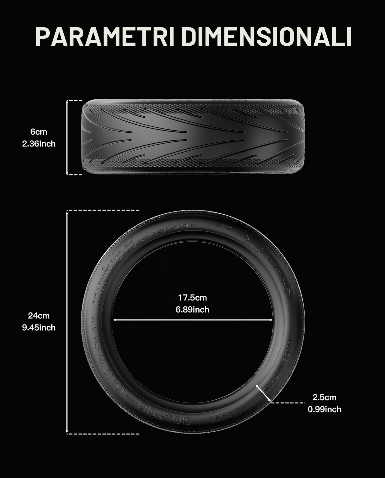 60/65-6.9 Pneumatici Tubeless Ruota Posteriore Compatibile con Segway Ninebot Max G2 G2E G2D G65 KickScooter, 10 Pollice Gomma Vuoto Antiscivolo Pneumatico Esterno Monopattino Accessori Originali