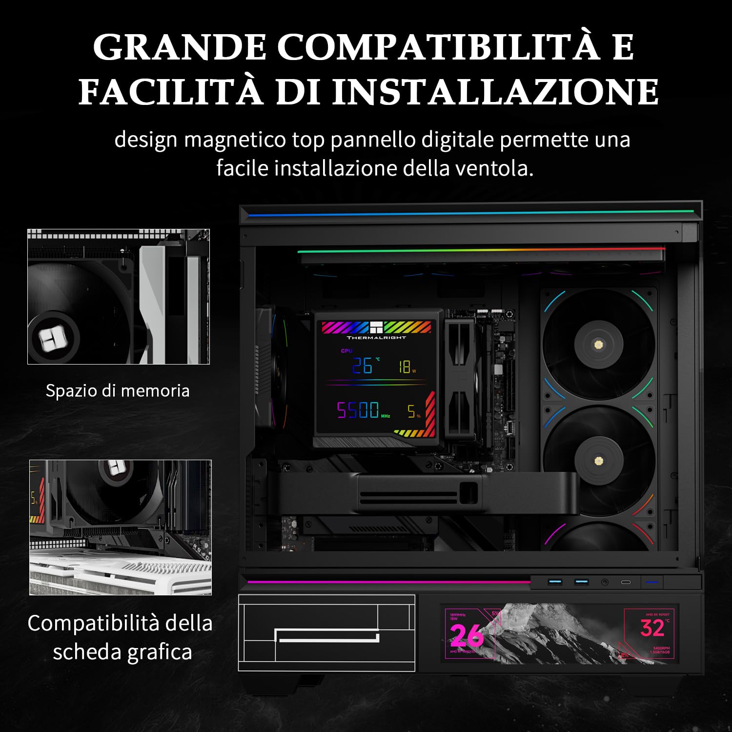 TR -Peerless Assassin 140, ventole doppie PWM con velocità di 1850 giri/min, supporto Intel lga1700/1851/115X/2011/1200