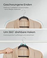 Umerașe SONGMICS din catifea, 50 bucăți, antiderapante, negru intens, cu decupaje pentru umeri și bară pentru pantaloni, cârlig rotativ la 360 de grade, grosime 0,6 cm, lățime 43 cm, CRF029B 7
