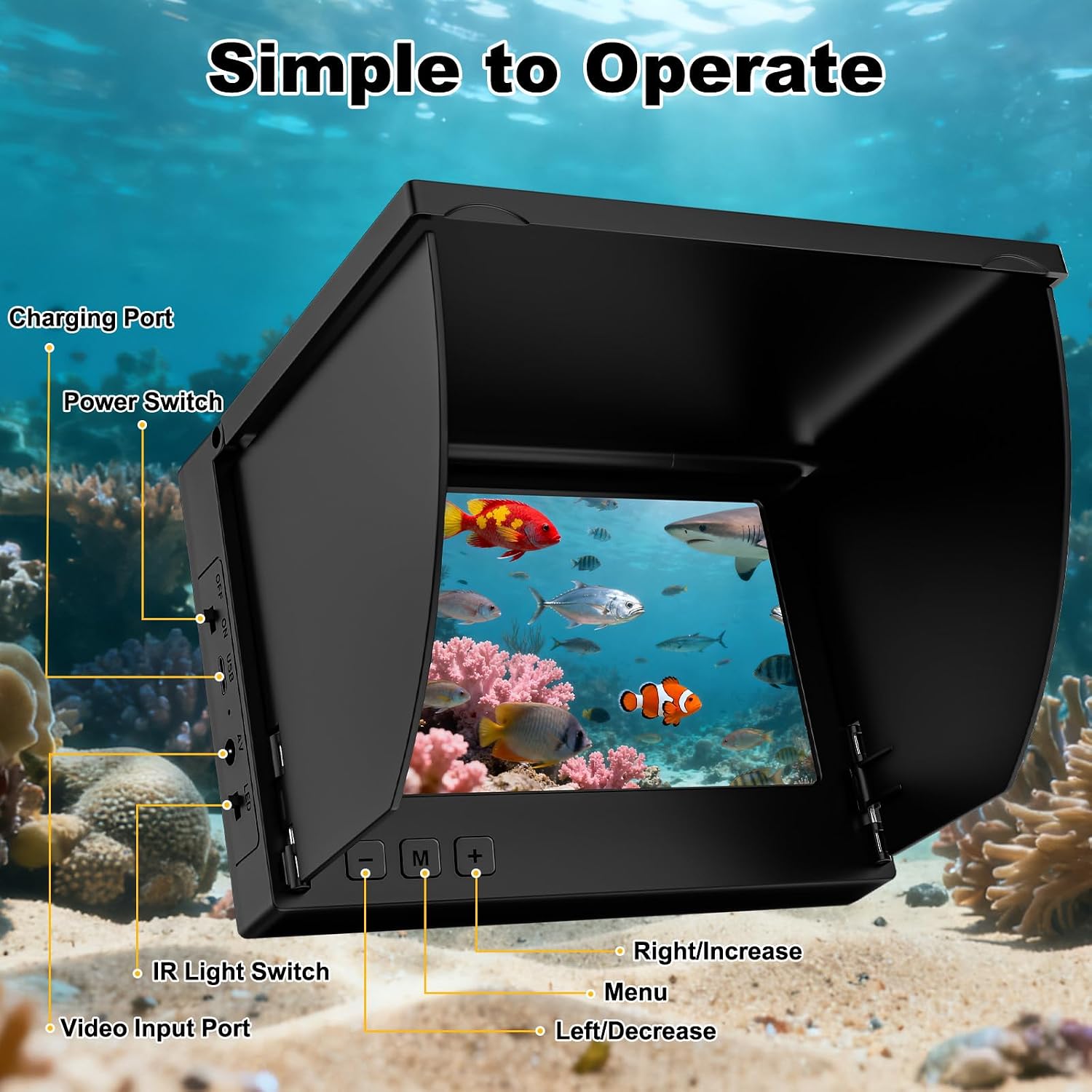 Underwater Fishing Camera, 1080P Undewater Cameras for Fishing with Infrared Night Vision Light, 5" IPS Display Fish Camera with 100ft Cable,Upgraded HD Lens for Ice Lake Boat Kayak Night Fishing