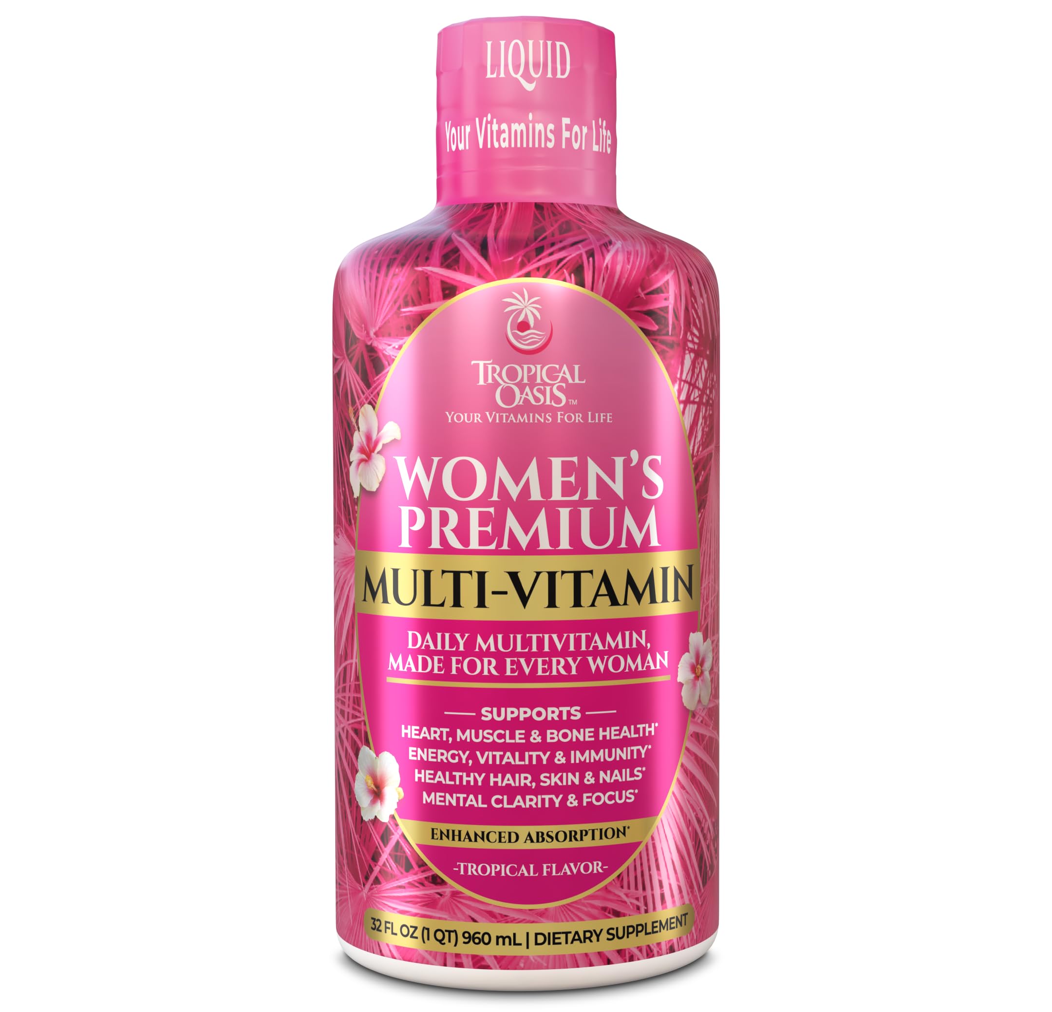 Tropical Oasis Liquid Multivitamin for Women | Sugar Free, Non-GMO, 32 Serv