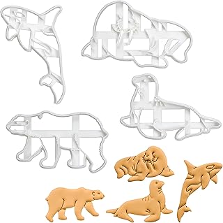 Set of 4 Arctic Animals cookie cutters (Designs: Walrus, Orca, Sea Lion and Polar Bear), 4 pieces - Bakerlogy