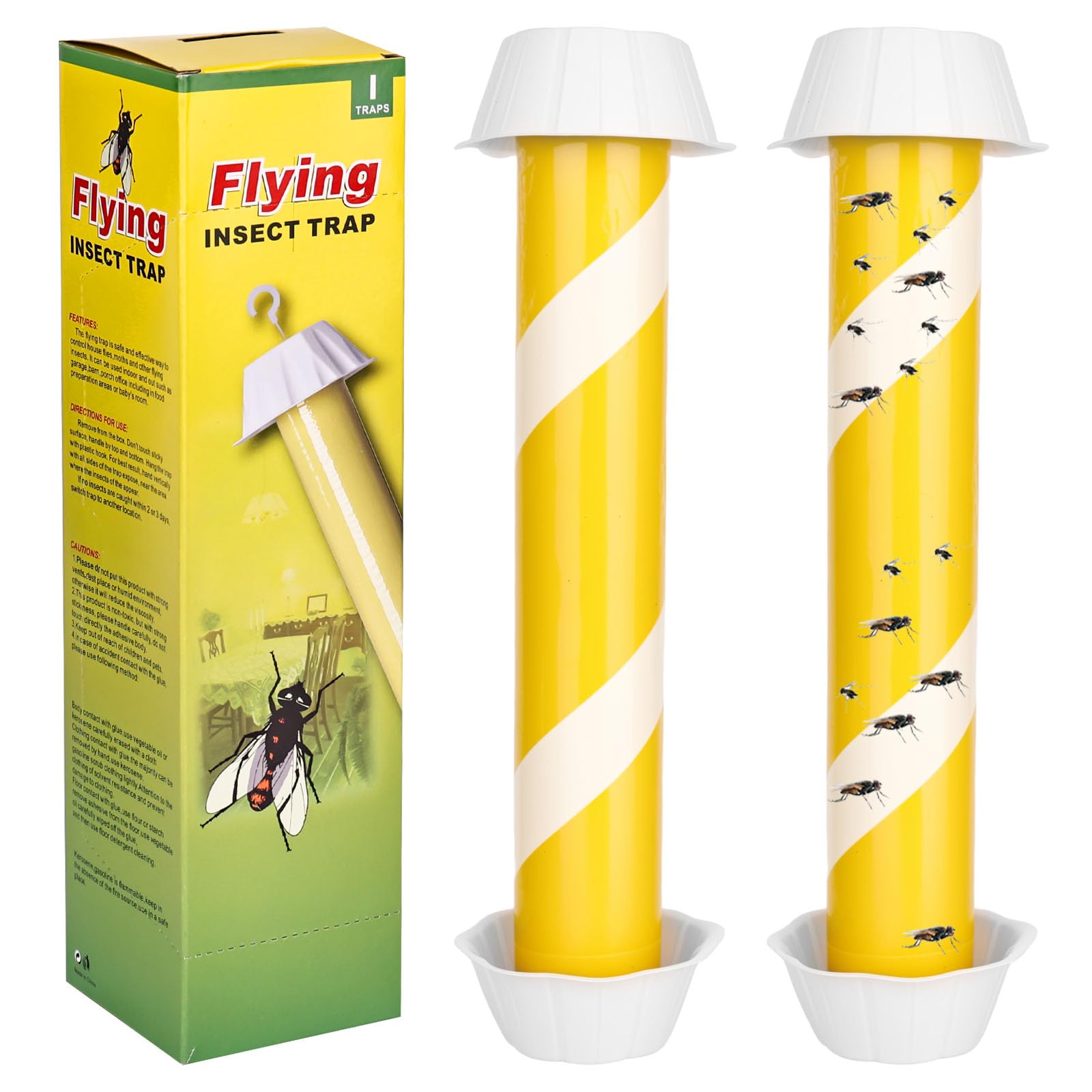 2 Pack Hanging Fly Traps Outdoor Fruit Fly Traps for Indoors,Fly Catcher, Gnat, Mosquito, Flying Insect Catchers for Inside Home Disposable Sticky Fly Trap for Pest Control,Glow in The Dark