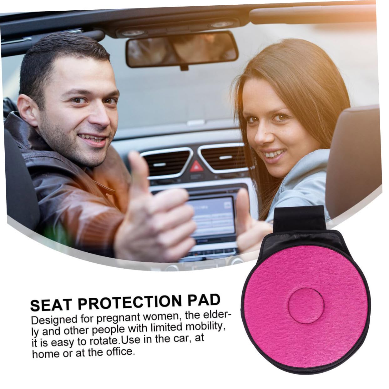 Mikinona Cojín Giratorio para Asiento de Coche Cómodo y Multifuncional Rotación de 360 Grados Adecuado para Uso en Automóvil y Oficina