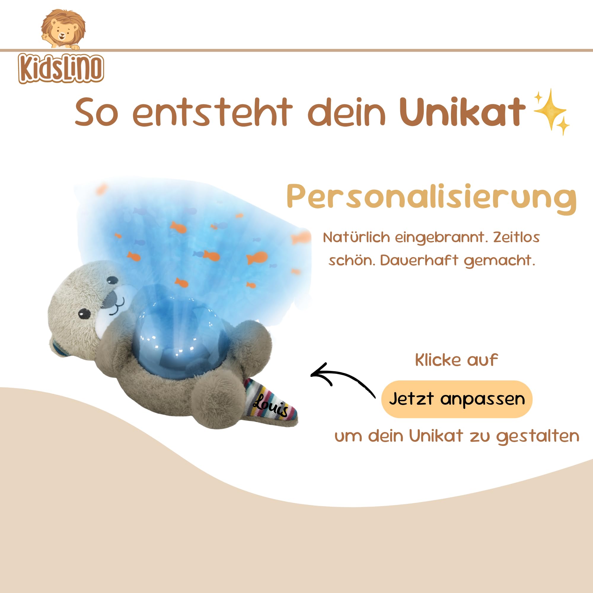 Personalisierter Sternenlicht Projektor Otto – Baby Einschlafhilfe & Nachtlicht Kinder – Beruhigendes Schlummerlicht mit Sternenhimmel – Sanfte Projektion gegen Angst im Dunkeln – Geschenk zur Geburt