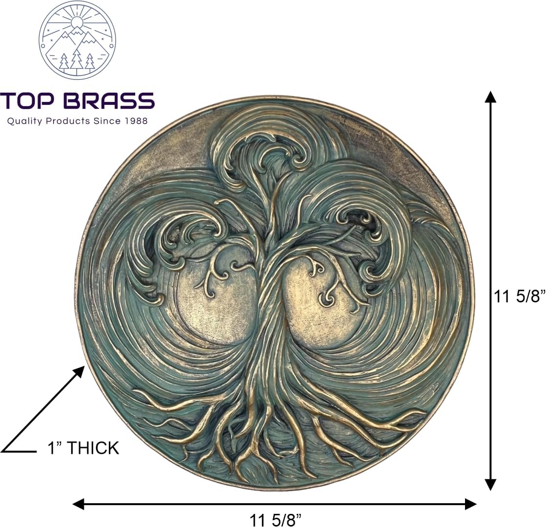 Top Brass Trinity of Tempests Ocean Theme Tree of Life Wall Décor – Bronze/Verdigris Finish Nautical Sculpture – Spiritual Surf Art – Life Persisting Amidst Chaos