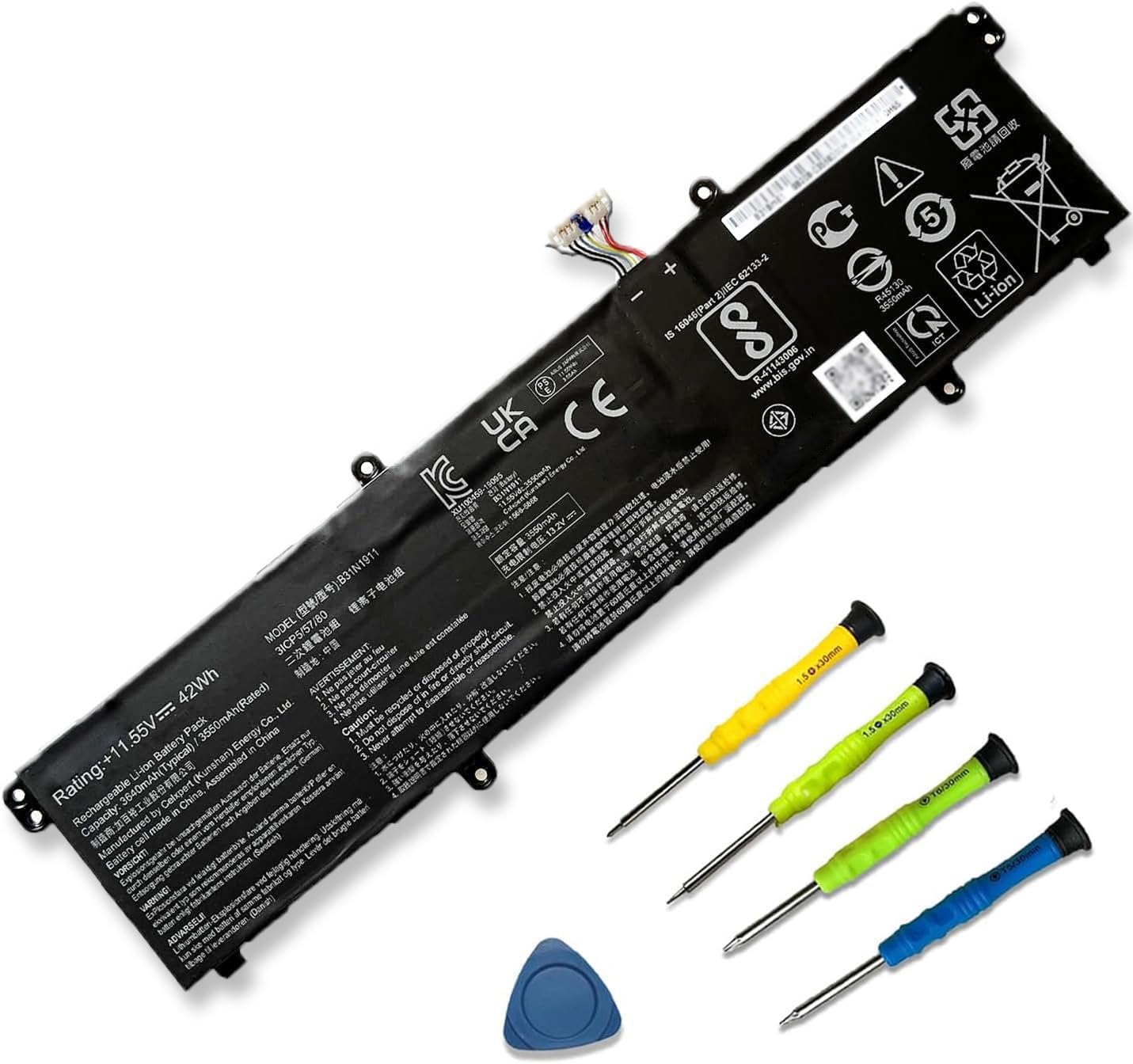 - B31N1911 Battery Replacement for ASUS VivoBook Flip 14 TM420IA M413 M413DA TM420IA F413 K413 X413 Series Laptop C31N1911 0B200-03580000 0B200-03750000 B0B200-03580300 11.55V 42Wh 3640mAh