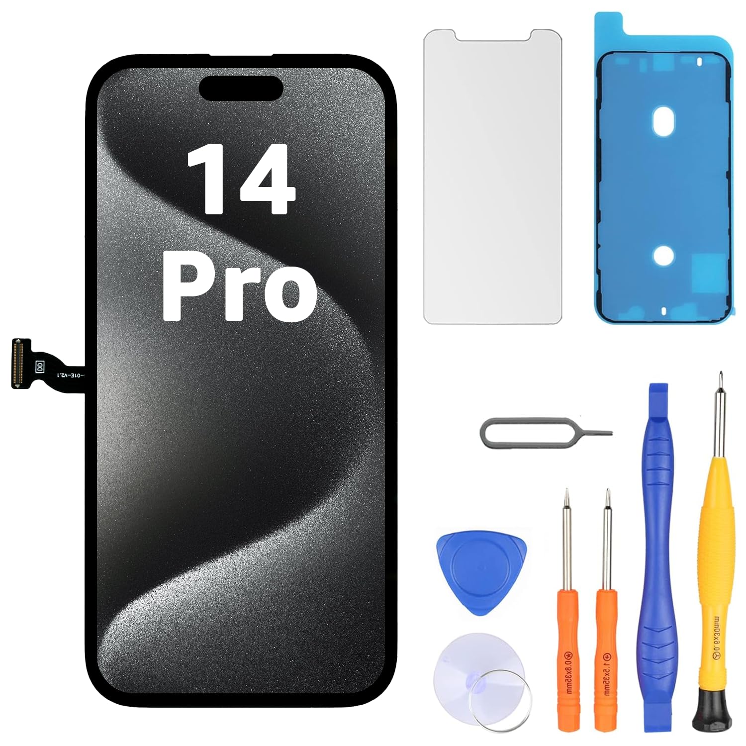 LL TRADER Schermo per iPhone 14 Pro LCD 6,1'' e Kit di Riparazione | Display FHD con 3D Touch e Digitalizzatore, Dotato di Nastro Adesivo Impermeabile e Pellicola Protettiva