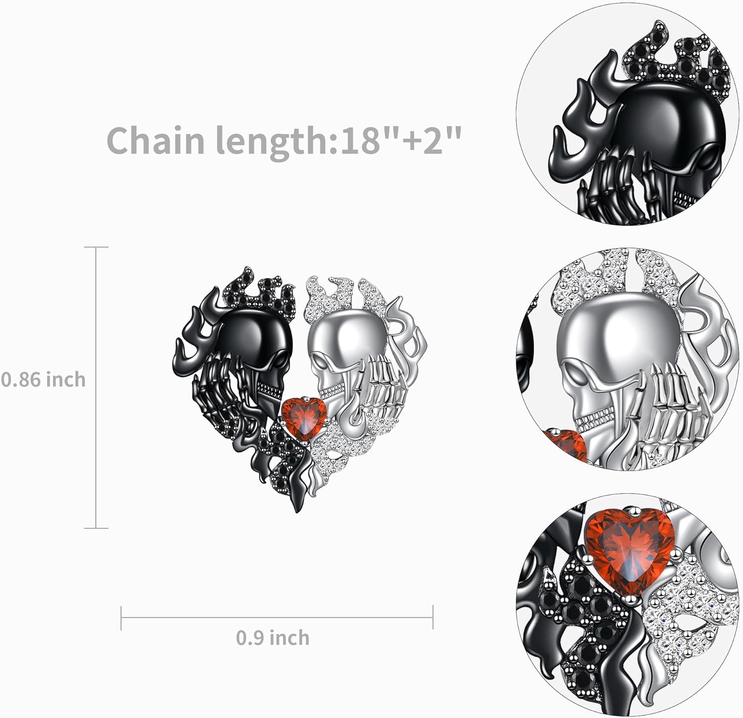 Skull Necklace for Women Men Gothic Necklace for Birthday Party Gifts Skull Jewelry Pendant Necklace Cubic Zirconia Goth Style Jewelry for Halloween - Image 6