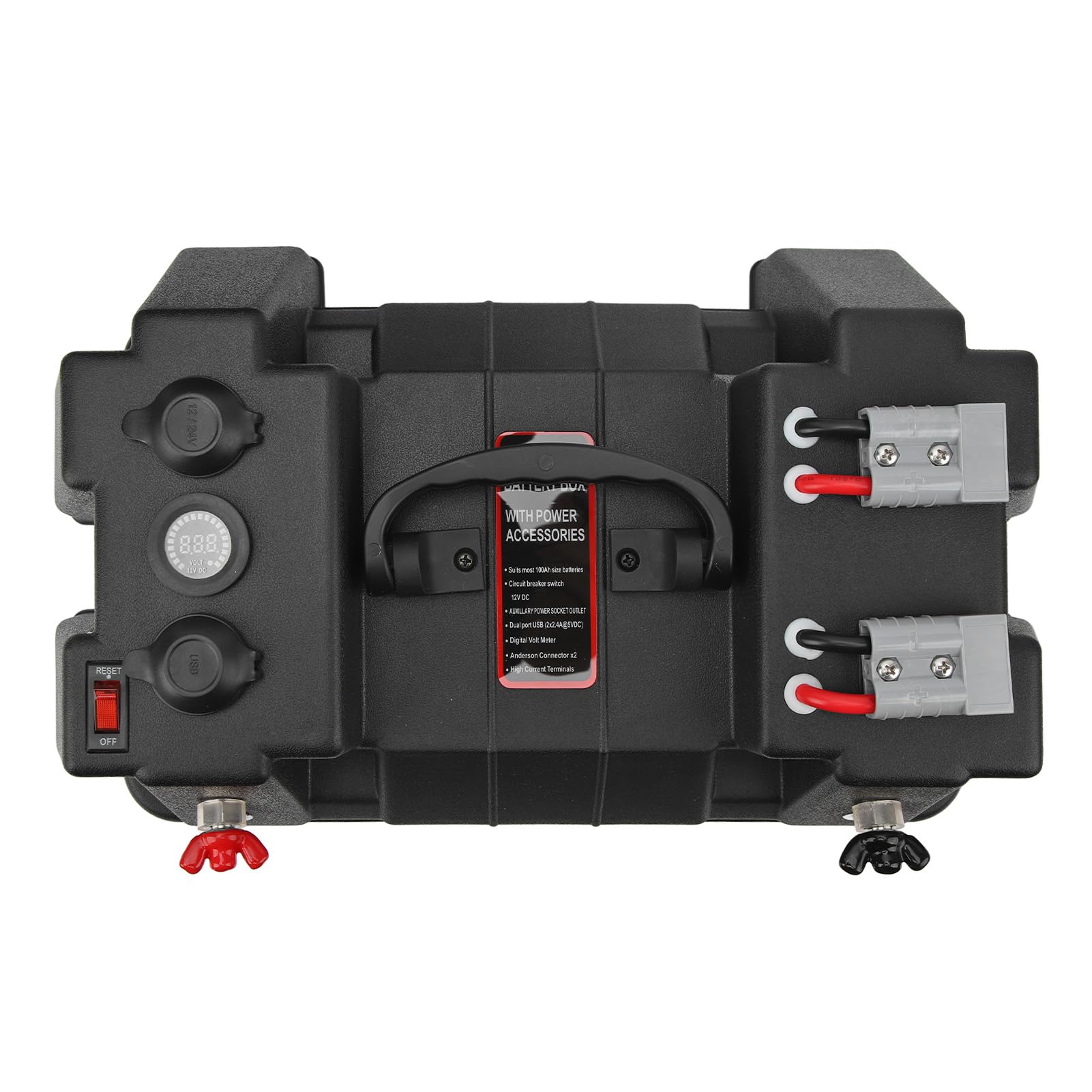 Inteligentne Centrum Zasilania Akumulatorów, materiał ABS, Podwójny Port USB, Woltomierz Cyfrowy, Przenośny do Samochodu Kempingowego SUV ATV