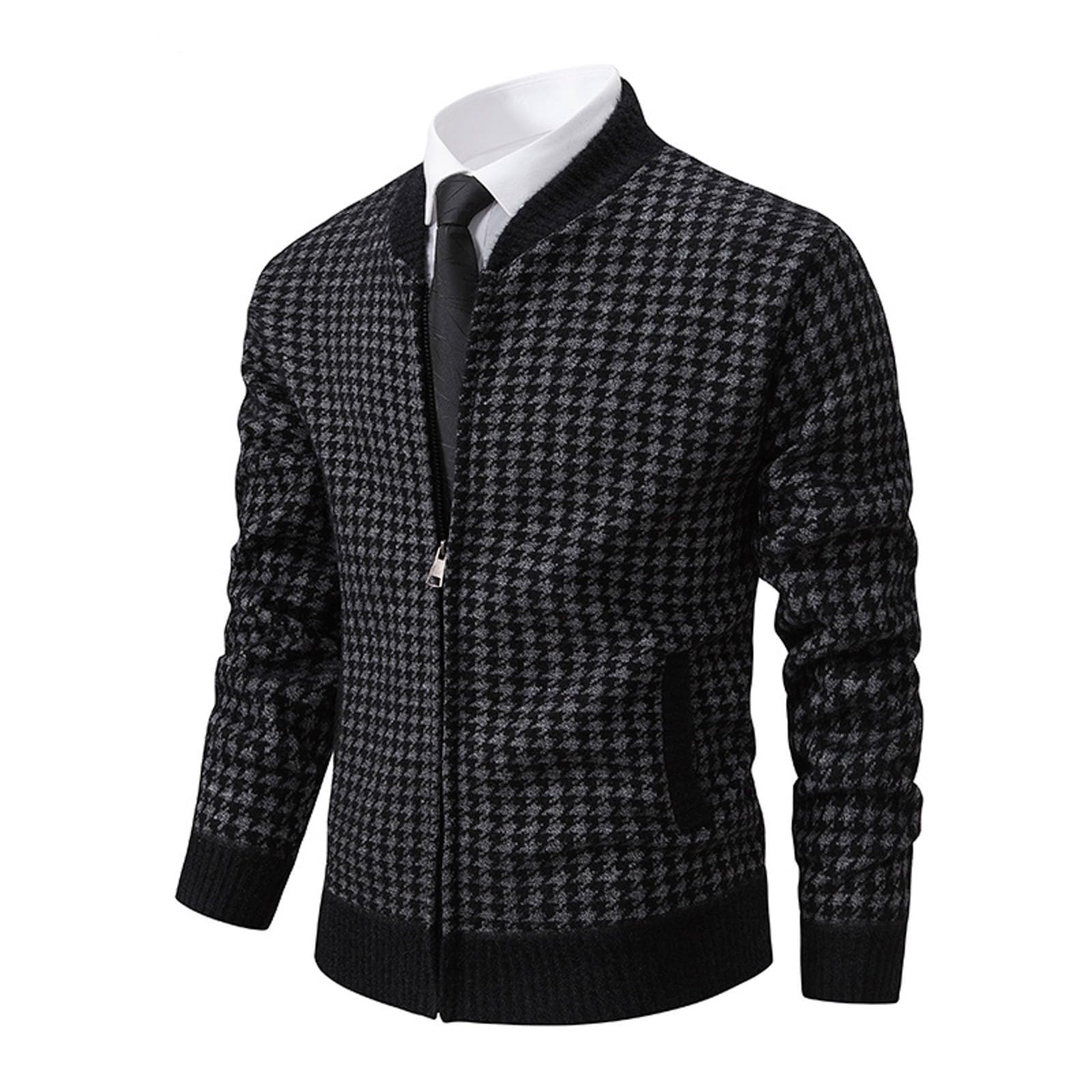 Jersey Hombre Invierno SuéTer Manga Larga Suéter Cardigan Hombre Color Combinado, Suéter Tricotado de Moda para Otoño Invierno