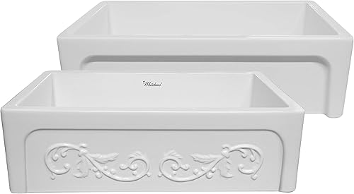 Vista 19 de Whitehaus Collection WHSIV3333-BISCUIT St. Ives, Delantal delantero, montaje inferior, fregadero de arcilla refractaria, grande, galleta
