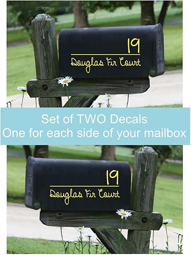 Juego de 2 calcomanías de dirección de buzón de superficie lisa de dos líneas, números de buzón y calcomanías de dirección personalizadas, números