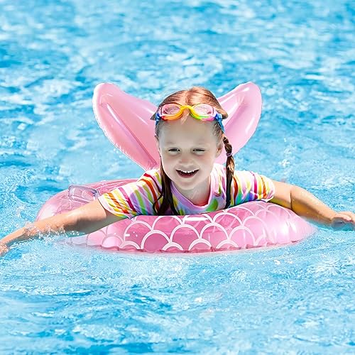 Miniatura 5 de KISSHAKE Flotador de piscina para bebé, flotador de natación de sirena para bebé, entrenador de natación inteligente, flotadores inflables de