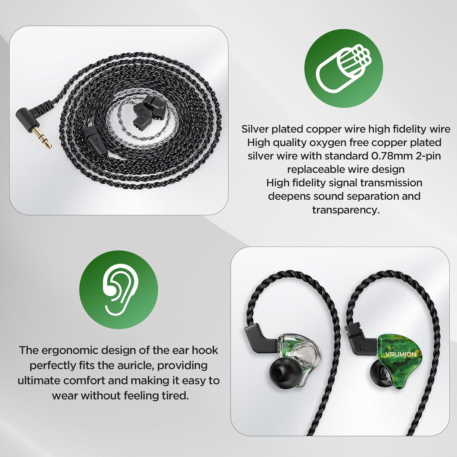 IEM HiFi,Gaming Earbuds,1DD HiFi Earbuds Wired,Featuring Bass Tones,IEM Headphones Suitable for in Ear Monitors for Musicians and Stage Drummers,Suitable for Electronic,Jazz,and More(MICLESS)