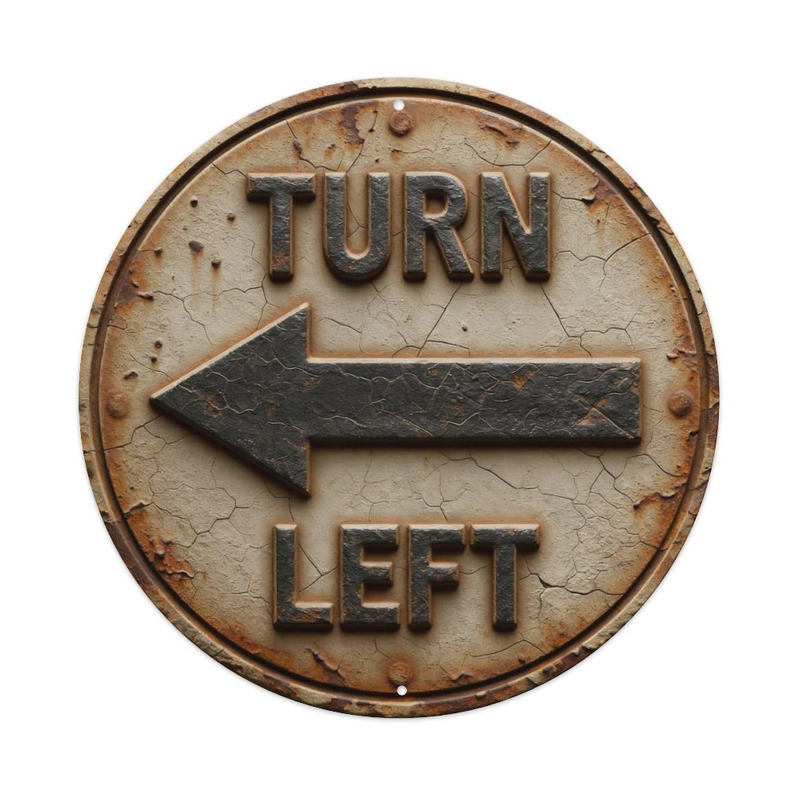 Zlatcbu Vintage Turn Left Sign With Cracked Texture Metal Tin Sign Retro Wall Art Poster, Decor For Home Living Room Bar Cafe Garage, 8X8 Inch