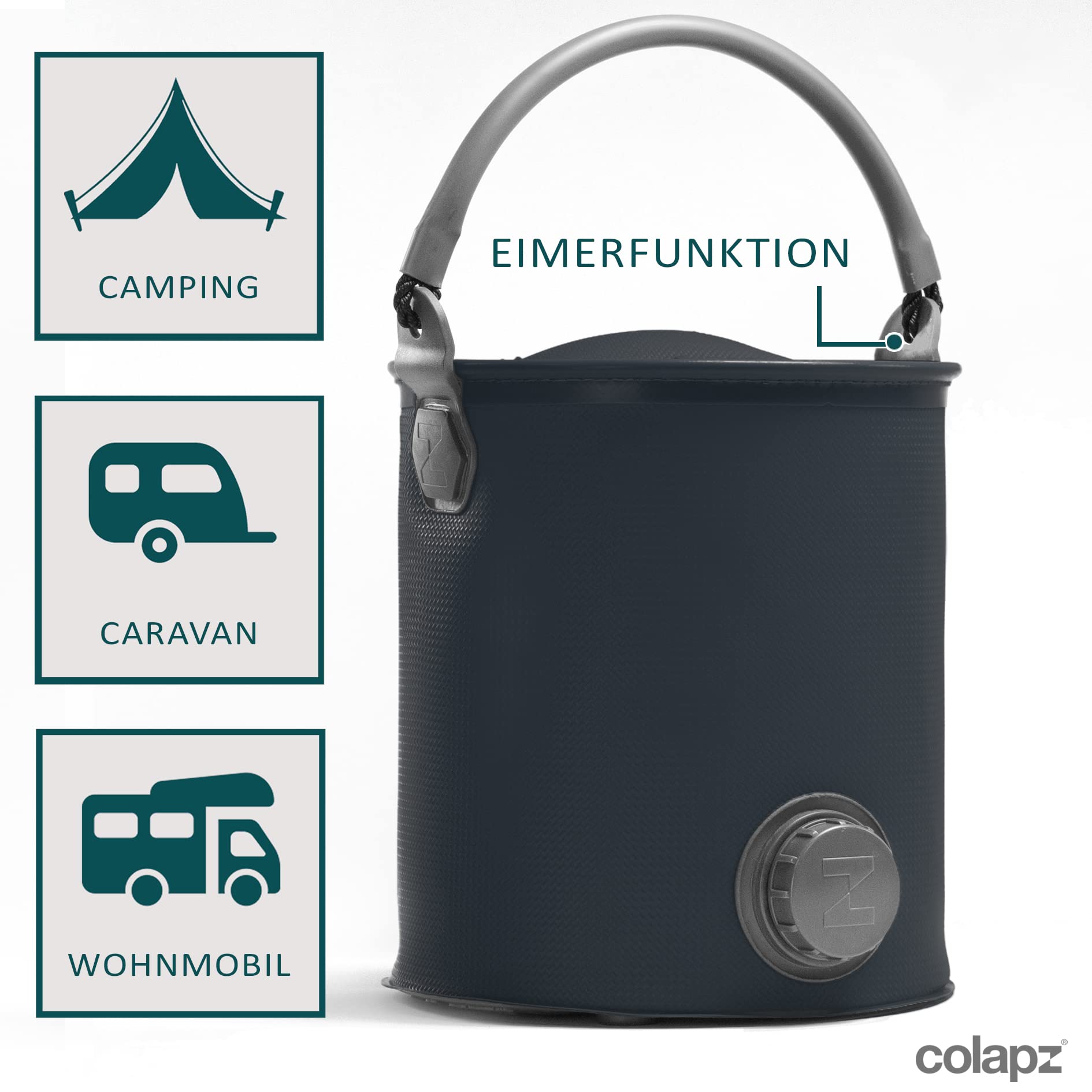 Colapz Faltbare Giekanne & Eimer fr Frischwasser  BPA-frei, Tragbar fr  Camping, Zelt, Festival, Wohnmobil & Wohnwagen  Praktische Outdoor  Wasserkanne fr Garten und Reise - Grau : Amazon.de: Sport & Freizeit