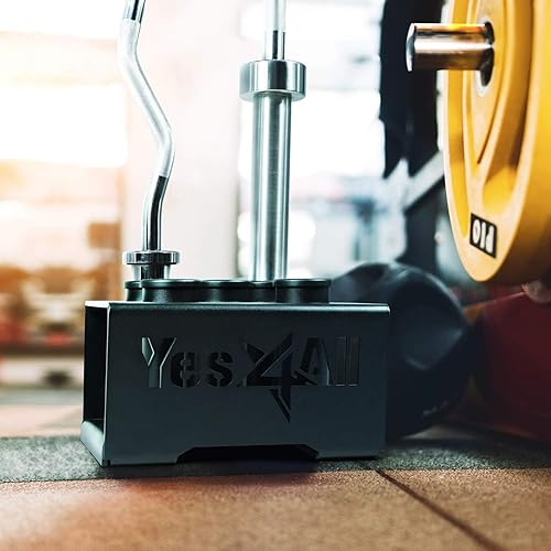 Miniatura 7 de Yes4All Soporte para barras vertical, organizador de gimnasio en casa, estante de almacenamiento para barras olímpicas de 2 pulgadas, barras