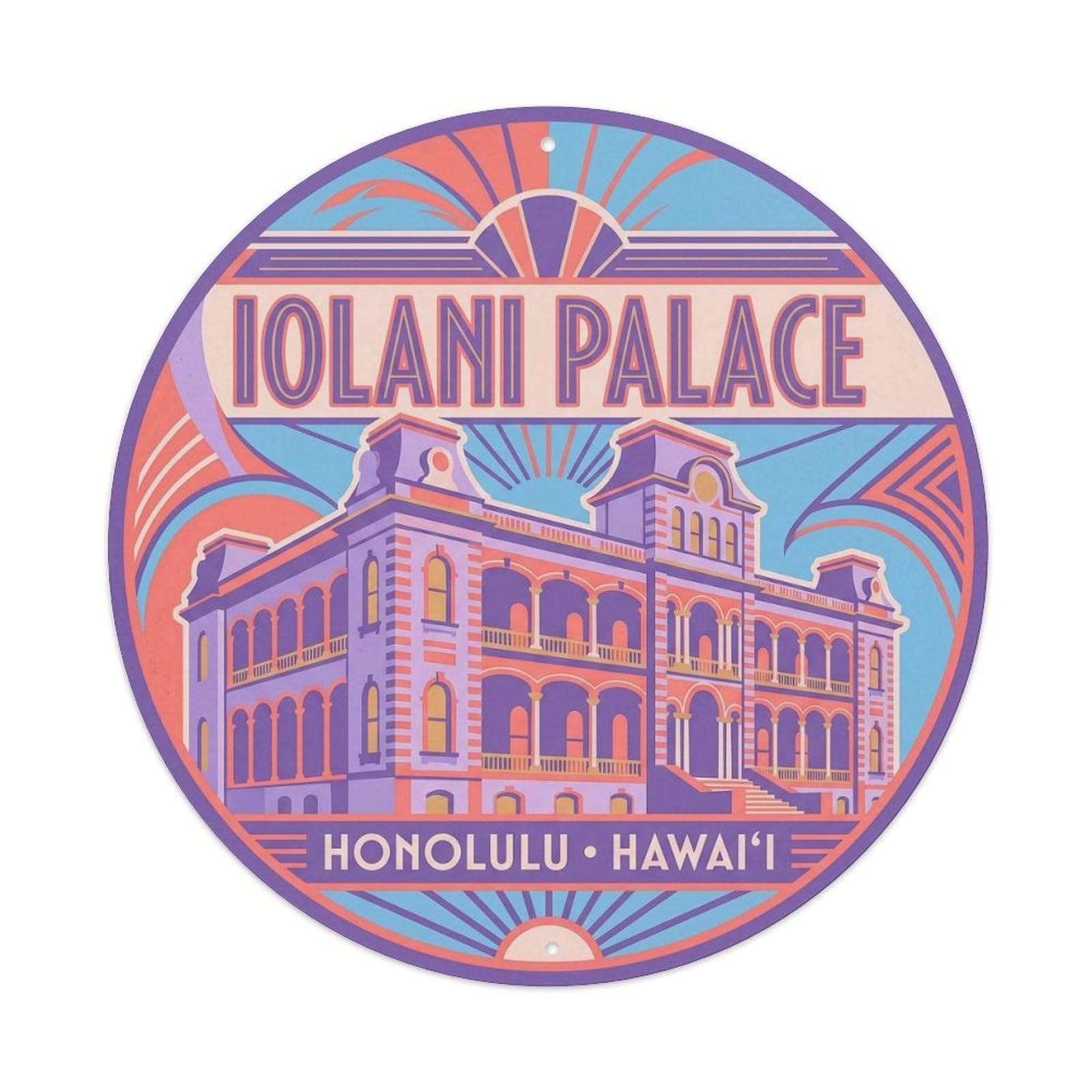 Iolani Palace Honolulu Hawaii Island Town Harbor City Metal Tin Sign