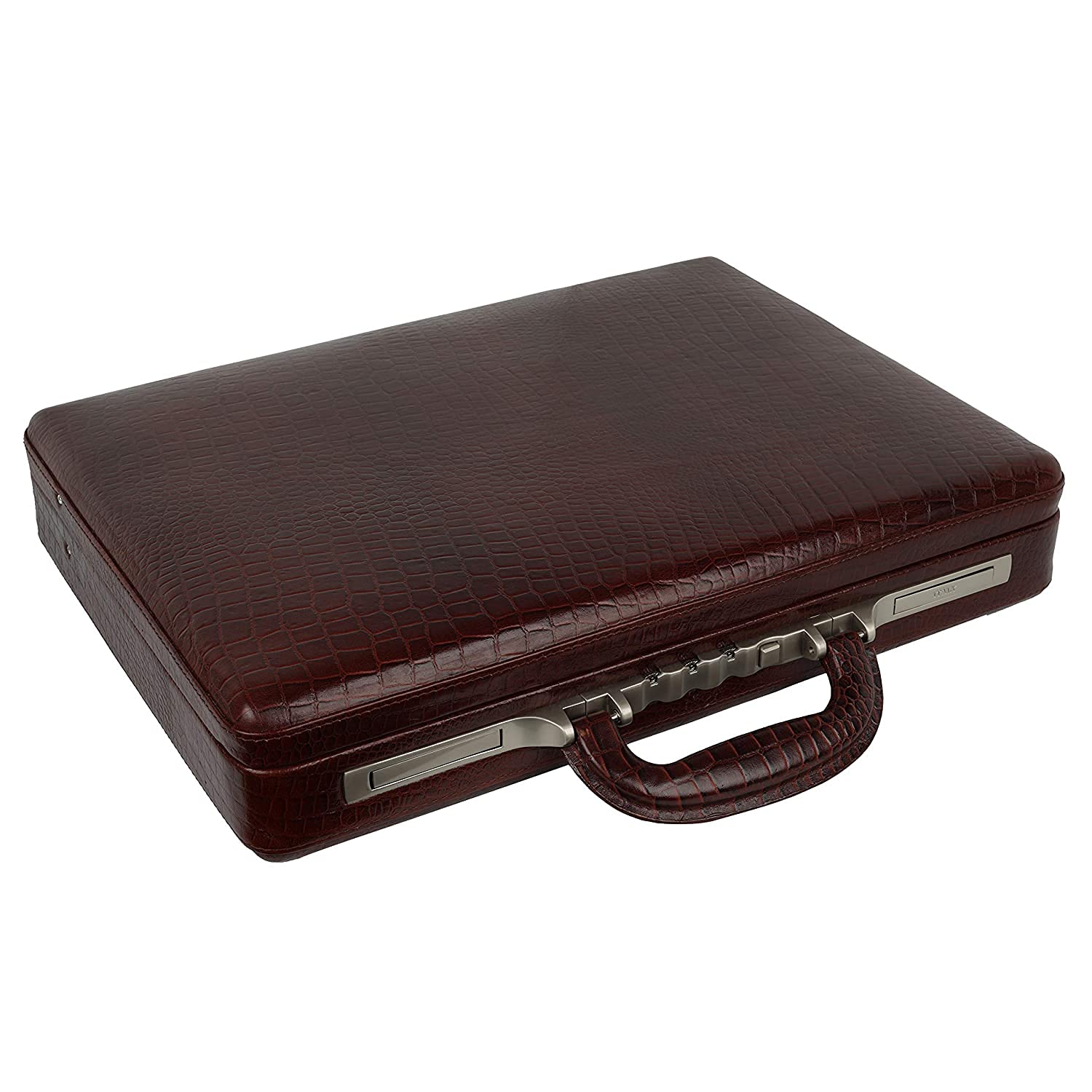 HYATT Leather Accessories 17 Inch Mens Leather Laptop Briefcases With High Security Italian Numerical Combination Lock (C-BROWN) (B095KW18SL) Amazon Price History, Amazon Price Tracker
