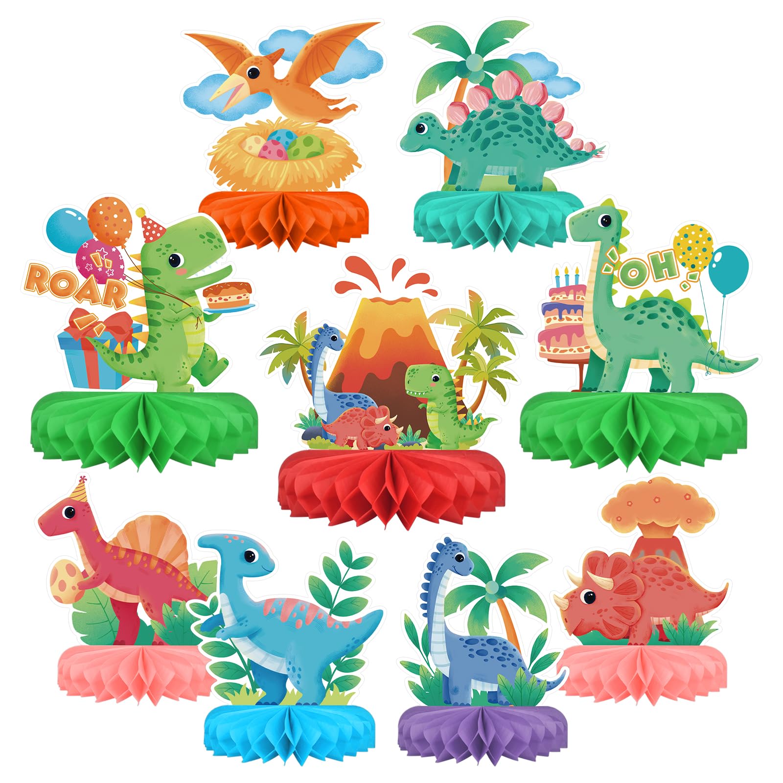 Nymora Dinosaur Birthday Party Supplies Kit - Dinosaur Themed Table Decorations with Honeycomb Centerpiece for Splendid Dinosaur Birthday Party Decorations