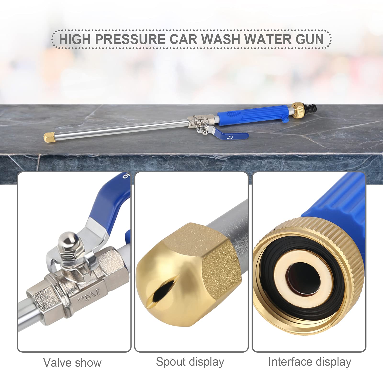 Jet High Pressure Washer Lance, Hydro Jet Power Washer Wand, with 2 Jet