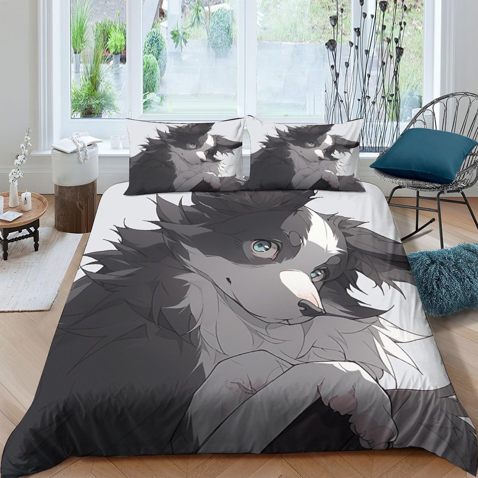 Parure de lit chien de berger pour cocooner dans une chambre style nature