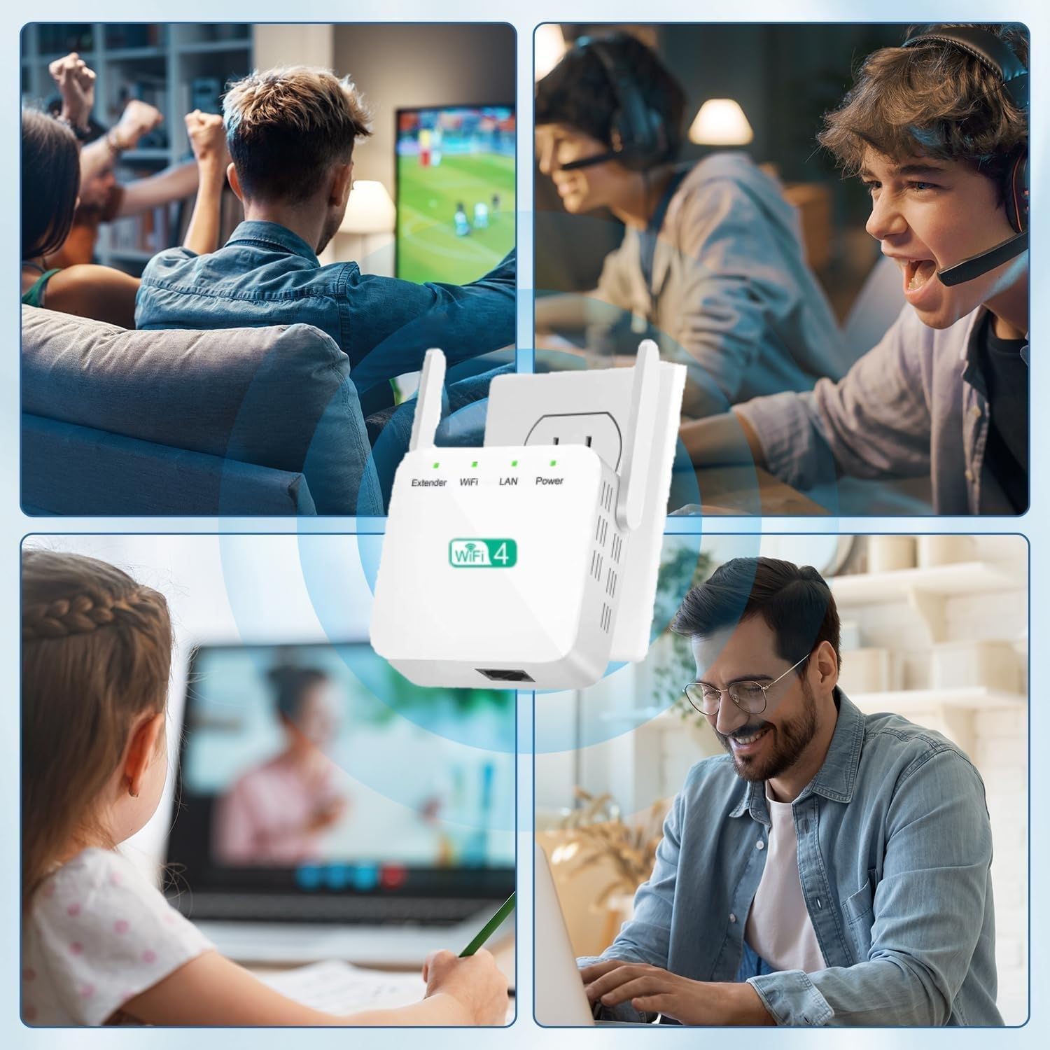 2026 WiFi Extender, WiFi Booster, WiFi Repeater, Covers Up to 4500 Sq.ft and 55 Devices, Internet Booster - with Ethernet Port, Quick Setup, Home Wireless Signal Booster（White） — view 7