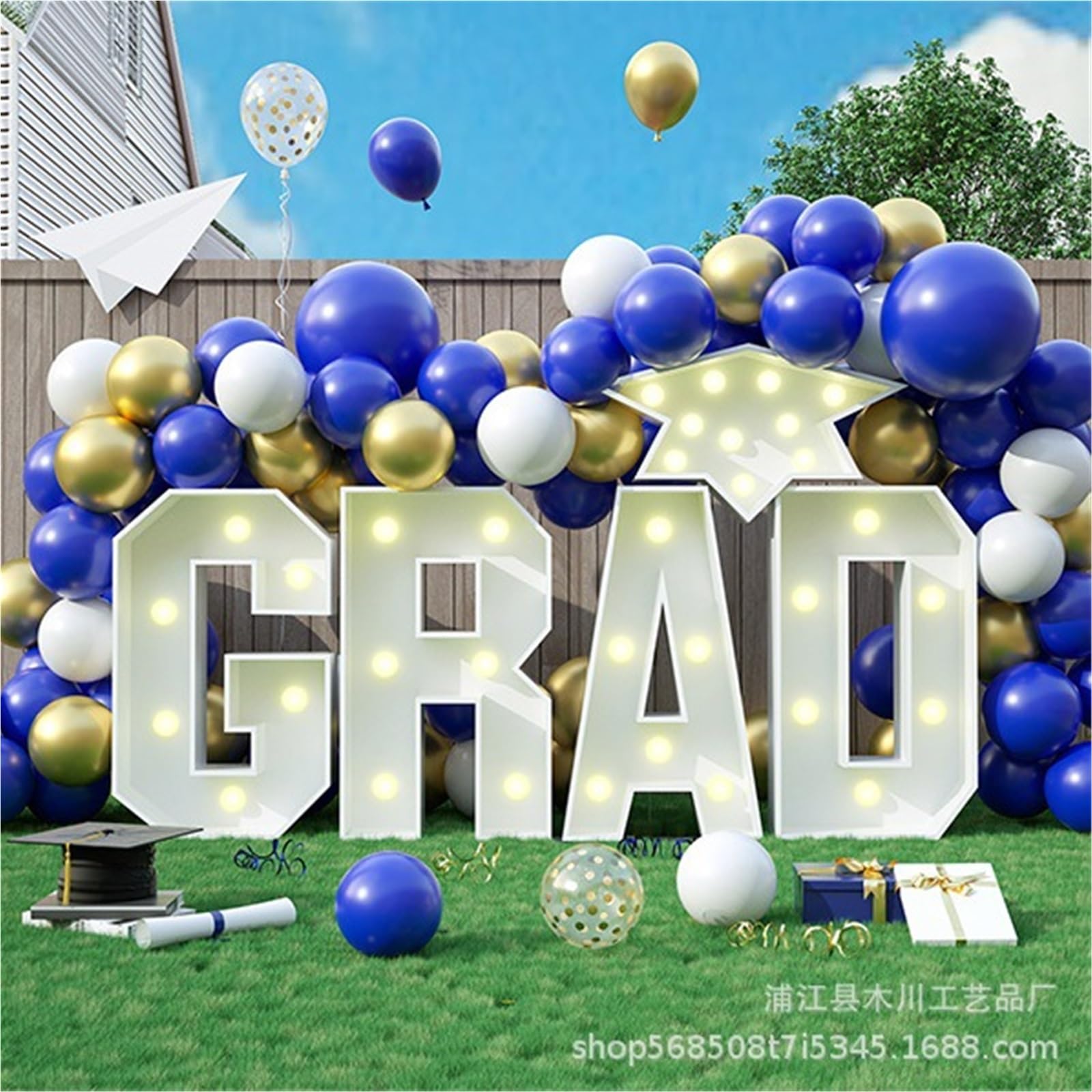 Grad 2025 Namiot podświetlany litery znak ukończenia szkoły dekoracje artykuły na przyjęcia szkolne wewnątrz na zewnątrz dekoracyjne(70cm/2.3FT)