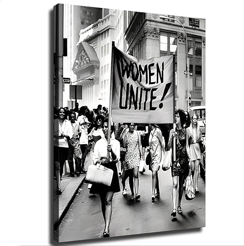 Póster retro de sufragio femenino de marzo de los años 90 en blanco y negro, arte de pared para dormitorio, sala de estar, decoración de pared,