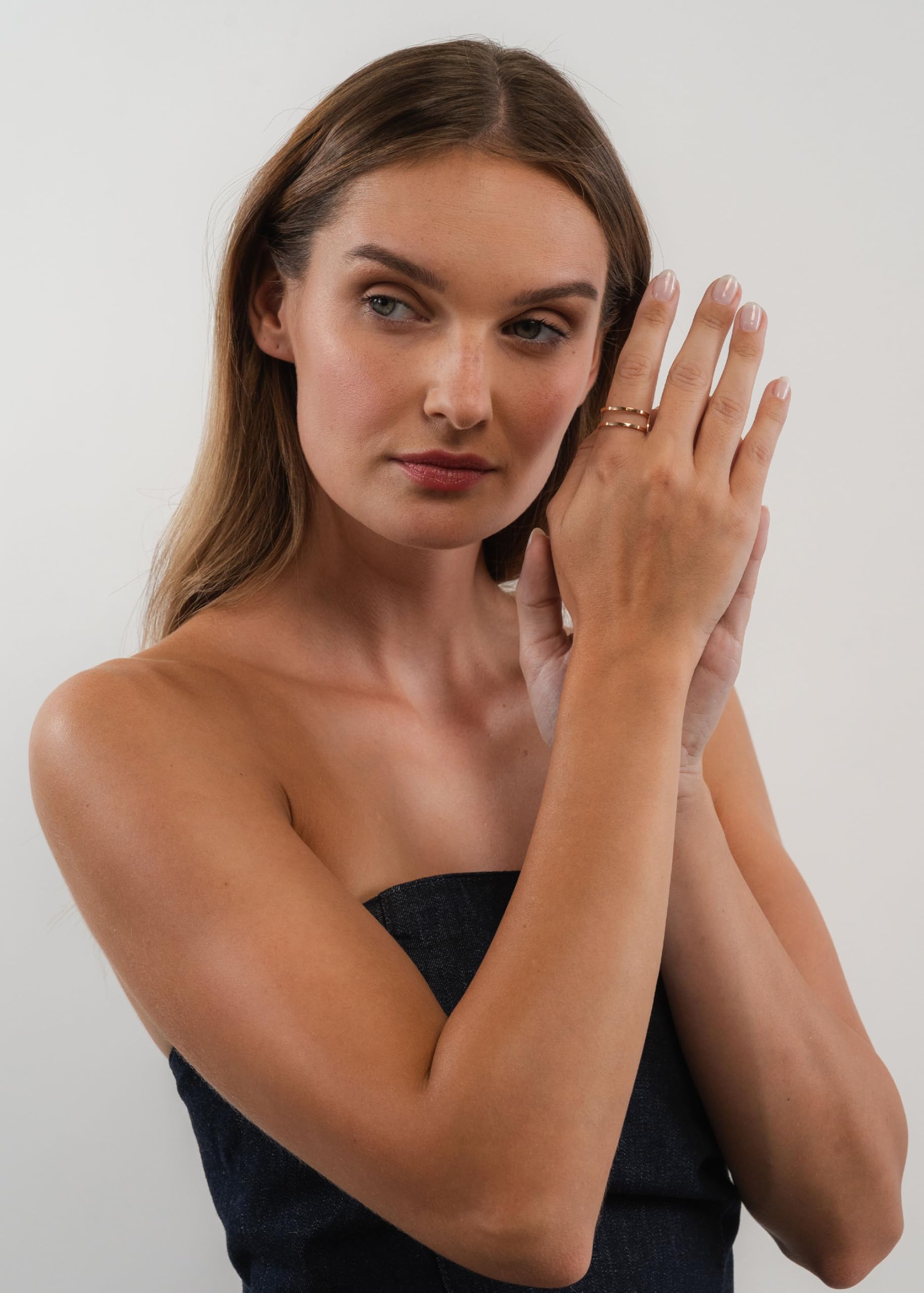 Purelei Basic Ring – filigraner, doppelreihiger Ring aus Edelstahl 14K vergoldet, 18K rosévergoldet oder silber (Größe 56–60) – Verstellbar und wasserfest