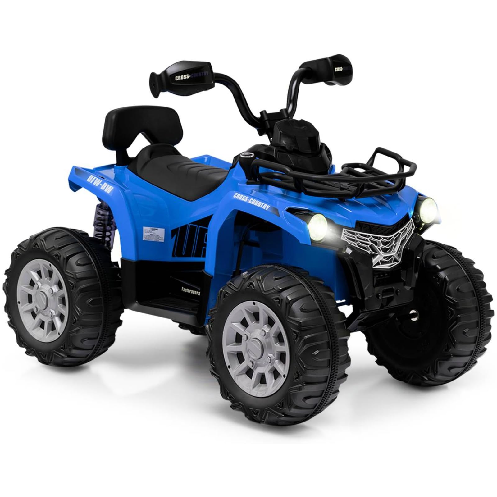 GYMAX Kids Electric Quad Bike, 12V Battery Powered Toy Car with Music, Lights, MP3, USB, Storage Basket, Forward and Backward, Children Ride on ATV for 3-8 Years Old Boys Girls (Blue)