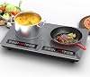 ANHANE 24-Inch Double Induction Hob, 4000W Built-in & Portable Electric Cooktop with 2 Burners, Fast Boil & Precise Simmer, 10 Temp Levels, Easy-Clean Glass Hot Plate for RV & Small Kitchens, 220V
