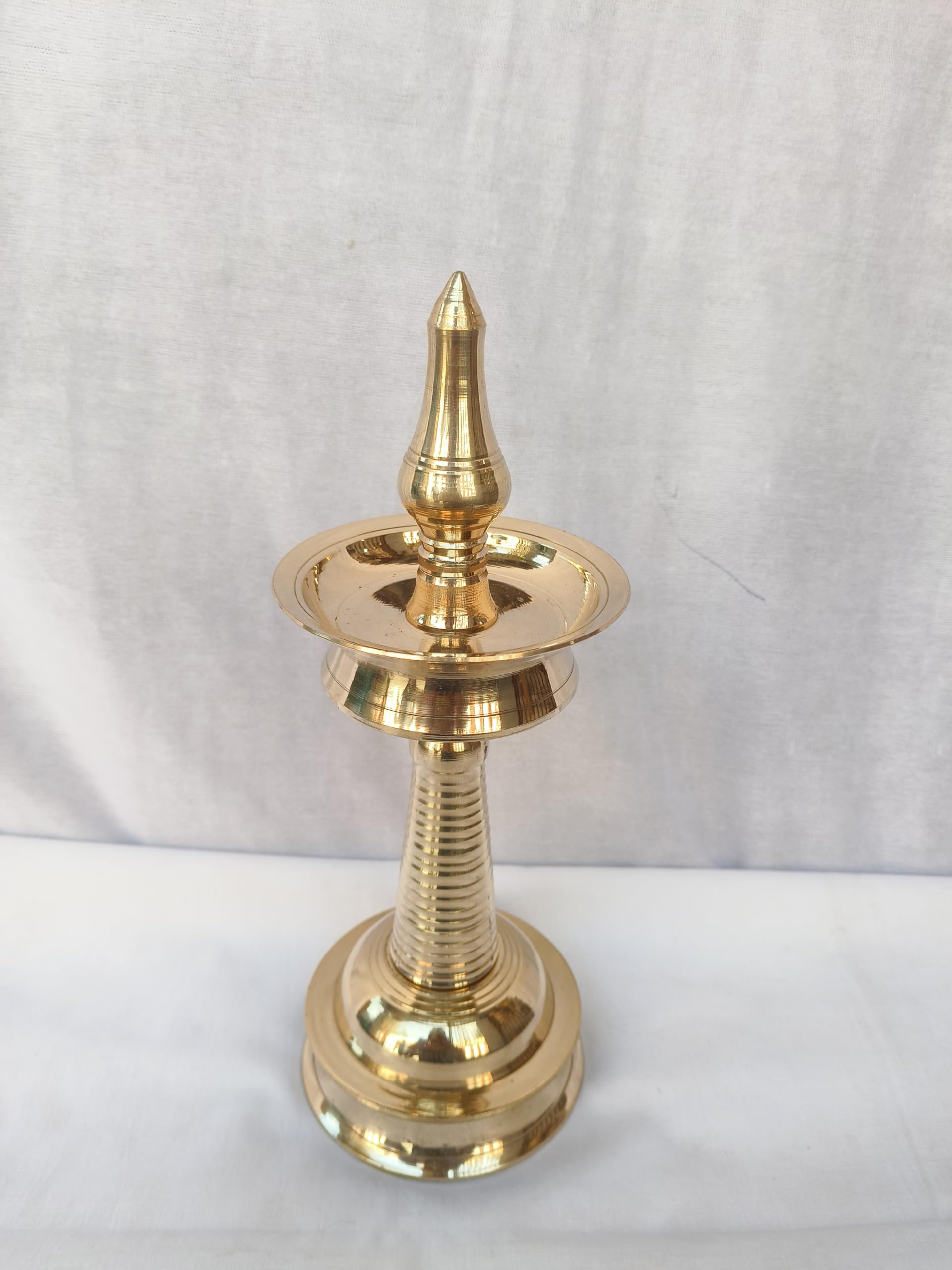 SSP Brass Kerala Vilakku | Nila Vilakku | Kerala Type Diya | Small Brass Diya | Aiyappa Vilakku | Iyappan Lamp | Akp Lamp (10 INCH)-image-6