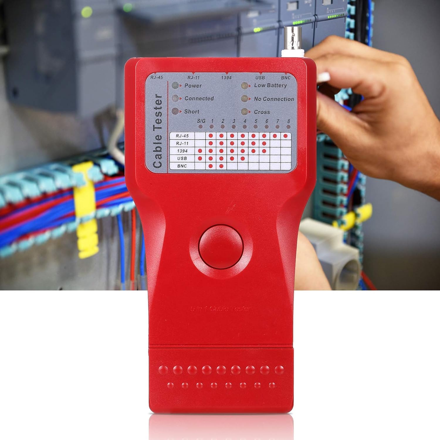 XIKKART 5 In 1 Multi-Functional Network Cable Tester RJ45/RJ11/USB/BNC/IEEE1394 USB BNC Lan Cable Tester Cat5 Cat6 Cat7 Wire line Tester with Remote Unit Multipurpose. 1