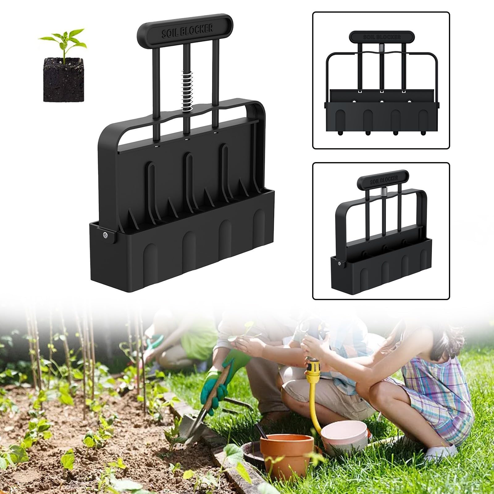 Juego de 5 Piezas de compactadores de Tierra manuales: compactador Cuadrado Manual para jardinería, germinación de Semillas, Herramienta ecológica para Bloques