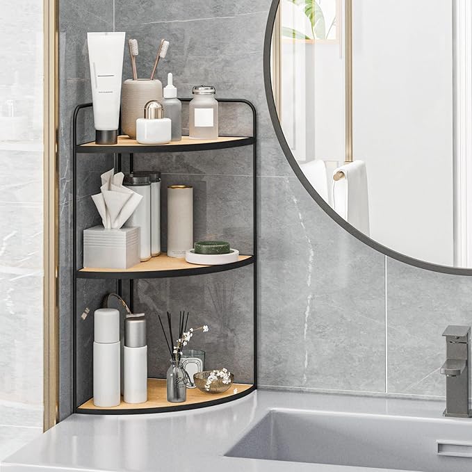 Organizador de Baño Forest Angle, 3 Niveles, Negro y Madera miniatura 7