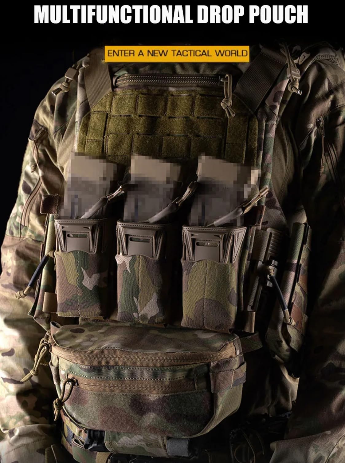 Peminkoo Tattico gilet Dangler Drop Pouch esteso militare caccia laccio emostatico strumenti medici borsa portaoggetti multifunzionale tasca marsupio