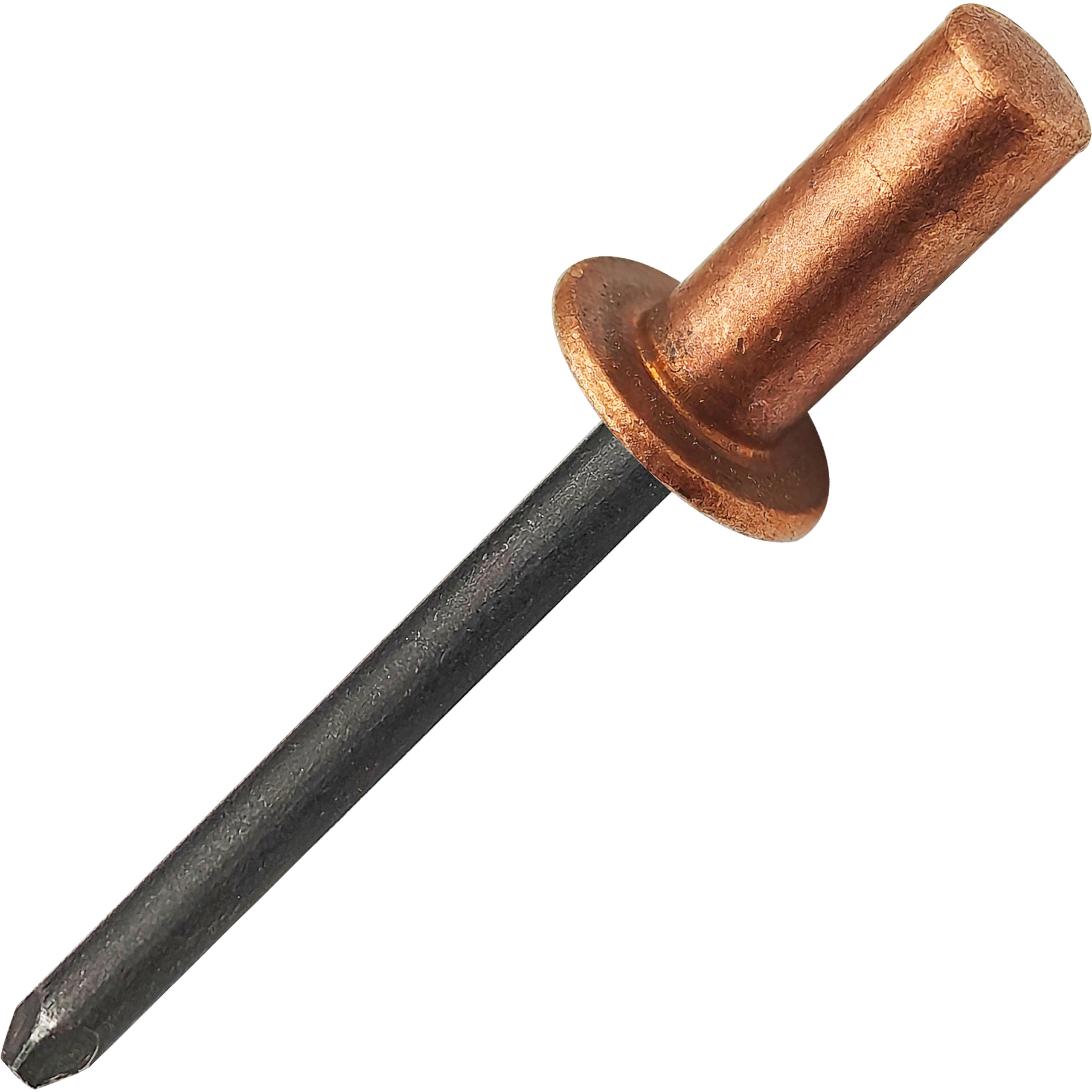 Kit de 60 remaches ciegos Pop impermeables con punta cerrada – 3 tamaños: Ø4,8 x 10/12/16 mm (20 por tamaño) – Cabeza abombada de cobre, portabrocas de acero