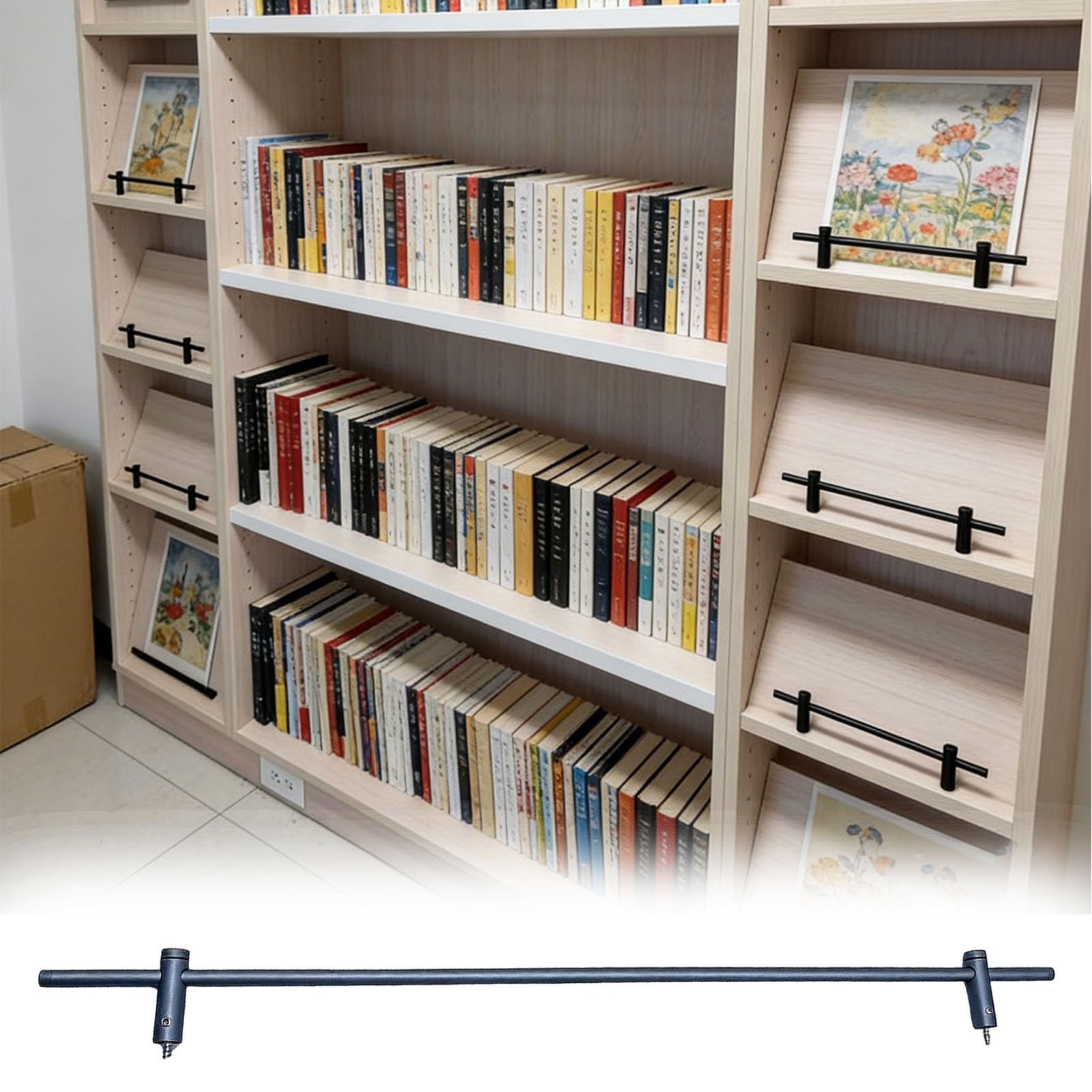 MESCXTY Bookshelves Shelf Rail 11 12 14 18 20 28 32 36 60 in, 3/8" Metal Spindles Railing Post for Shelves Furniture, Bar/Cart/Cabin/Gallery Guard Rods(Gray,46" (117 cm))